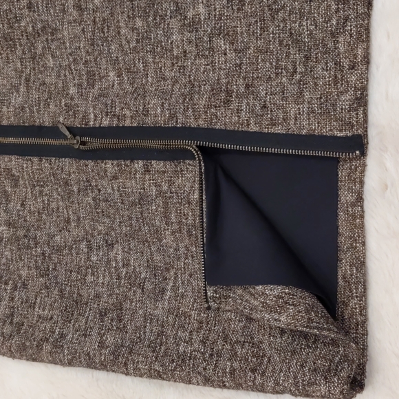 Tweed Skirt 2 petite Brown Nubby Wool Blend zipper Edgy Office Style Nordstrom - Picture 3 of 5